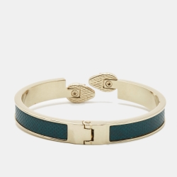 Pre Owned Bvlgari Serpenti Forever Leather Gold Tone Bracelet