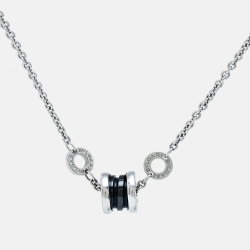 Pre Owned Bvlgari B.Zero1 Save the Children Black Ceramic Sterling Silver Bracelet SM