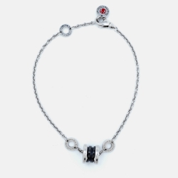 Pre Owned Bvlgari B.Zero1 Save the Children Black Ceramic Sterling Silver Bracelet SM