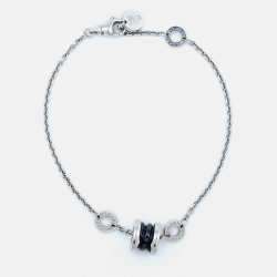 Pre Owned Bvlgari B.Zero1 Save the Children Black Ceramic Sterling Silver Bracelet SM