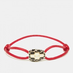 Pre Owned Bvlgari Serpenti Forever Enamel Gold Tone Cord Bracelet