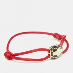 Pre Owned Bvlgari Serpenti Forever Enamel Gold Tone Cord Bracelet