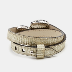 Bvlgari Serpenti Forever Enamel Leather Gold Tone Bracelet