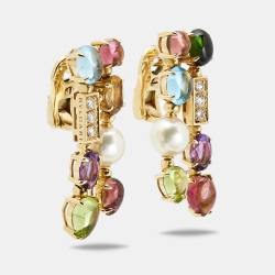 Pre Owned Bvlgari Allegra Multi Gemstones 18k Yellow Gold Earrings