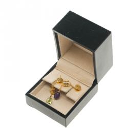 Bvlgari B.Zero1 18k Yellow Gold Peridot & Amethyst Dangle Earrings