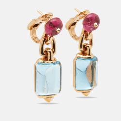 Pre Owned Bvlgari MVSA Topaz Rubelite 18k Rose Gold Earrings