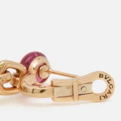 Pre Owned Bvlgari MVSA Topaz Rubelite 18k Rose Gold Earrings