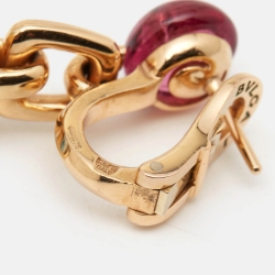 Pre Owned Bvlgari MVSA Topaz Rubelite 18k Rose Gold Earrings