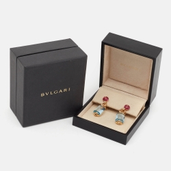Pre Owned Bvlgari MVSA Topaz Rubelite 18k Rose Gold Earrings
