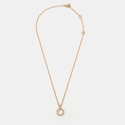 Pre Owned Bvlgari Bvlgari Bvlgari Diamonds Carnelian Mother of Pearl 18k Rose Gold Necklace