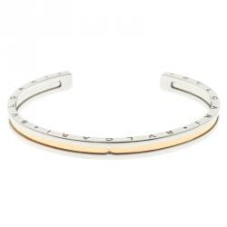 Bvlgari B.Zero1 Steel & 18k Yellow Gold Open Cuff Bracelet 16cm