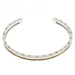 Bvlgari B.Zero1 Steel & 18k Yellow Gold Open Cuff Bracelet 16cm