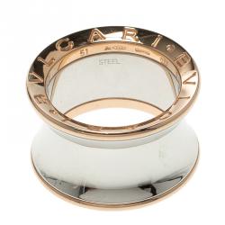 Bvlgari Anish Kapoor B.Zero1 Rose Gold and Steel Ring Size 51