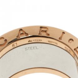 Bvlgari Anish Kapoor B.Zero1 Rose Gold and Steel Ring Size 51