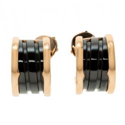 Bvlgari B.Zero1 Black Ceramic 18k Rose Gold Earrings