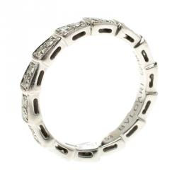 Pre Owned Bvlgari Serpenti Pave Diamonds & White Gold Wedding Band Ring Size 53