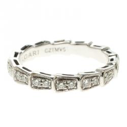 Pre Owned Bvlgari Serpenti Pave Diamonds & White Gold Wedding Band Ring Size 53