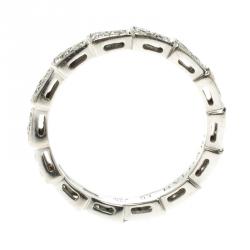 Pre Owned Bvlgari Serpenti Pave Diamonds & White Gold Wedding Band Ring Size 53