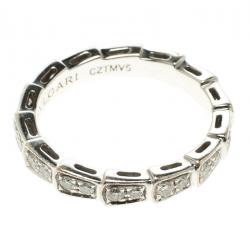 Pre Owned Bvlgari Serpenti Pave Diamonds & White Gold Wedding Band Ring Size 53