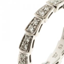 Pre Owned Bvlgari Serpenti Pave Diamonds & White Gold Wedding Band Ring Size 53