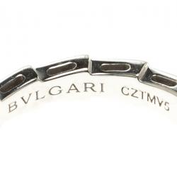 Pre Owned Bvlgari Serpenti Pave Diamonds & White Gold Wedding Band Ring Size 53