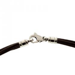 Bvlgari Reversible 18K Yellow Gold with MOP & Steel with Onyx Pendant Leather Cord Necklace 