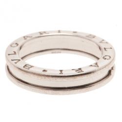 Pre Owned Bvlgari B.Zero1 18K White Gold Ring Size 55