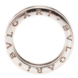 Pre Owned Bvlgari B.Zero1 18K White Gold Ring Size 55
