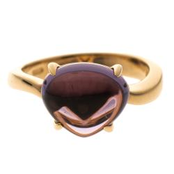 Bvlgari Sassi Amethyst Cabochon 18k Yellow Gold Ring Size 50