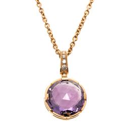 Bvlgari Parentesi Amethyst Diamond &18k Rose Gold Pendant Necklace