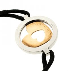 Bvlgari Tondo Heart 18k Gold & Stainless Steel Cord Bracelet
