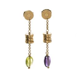 Pre Owned Bvlgari B.Zero1 Peridot & Amethyst 18k Rose Gold Drop Earrings