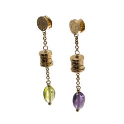 Pre Owned Bvlgari B.Zero1 Peridot & Amethyst 18k Rose Gold Drop Earrings