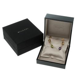 Pre Owned Bvlgari B.Zero1 Peridot & Amethyst 18k Rose Gold Drop Earrings