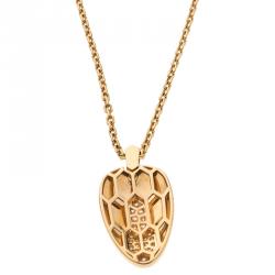 Bvlgari Serpenti Malachite Pave Diamonds Rose Gold Necklace