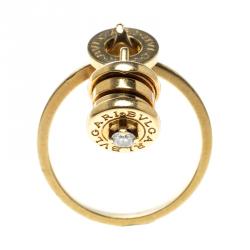 Pre Owned Bvlgari B.Zero1 18k Yellow Gold Diamond Charm Ring Size 56