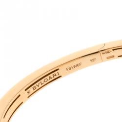 Pre Owned Bvlgari Divas' Dream Mother of Pearl & Onyx 18k Rose Gold Open Cuff Bracelet S