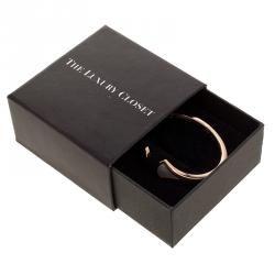 Pre Owned Bvlgari Divas' Dream Mother of Pearl & Onyx 18k Rose Gold Open Cuff Bracelet S