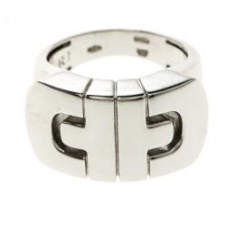 Pre Owned Bvlgari Parentesi 18k White Gold Ring Size 54