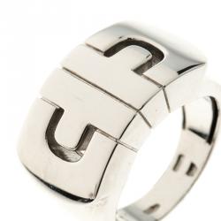 Pre Owned Bvlgari Parentesi 18k White Gold Ring Size 54