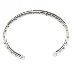 Pre Owned Bvlgari B.Zero1 Steel & 18k Rose Gold Open Cuff Bracelet Size S