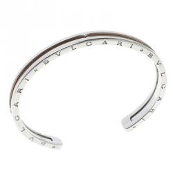 Pre Owned Bvlgari B.Zero1 Steel & 18k Rose Gold Open Cuff Bracelet Size S