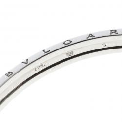 Pre Owned Bvlgari B.Zero1 Steel & 18k Rose Gold Open Cuff Bracelet Size S