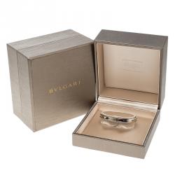 Pre Owned Bvlgari B.Zero1 Stainless Steel & 18k Rose Gold Open Cuff Bracelet S