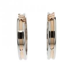 Bvlgari B.Zero1 18k Rose Gold & Stainless Steel Hoop Earrings 