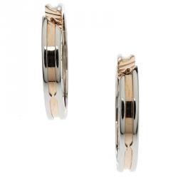 Bvlgari B.Zero1 18k Rose Gold & Stainless Steel Hoop Earrings 
