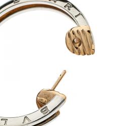 Bvlgari B.Zero1 18k Rose Gold & Stainless Steel Hoop Earrings 