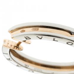 Bvlgari B.Zero1 18k Rose Gold & Stainless Steel Hoop Earrings 