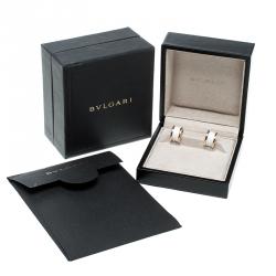 Pre Owned Bvlgari B.Zero1 White Ceramic 18k Rose Gold Earrings
