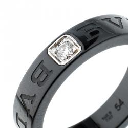 Bvlgari Diamond Black Ceramic Band Ring Size 54